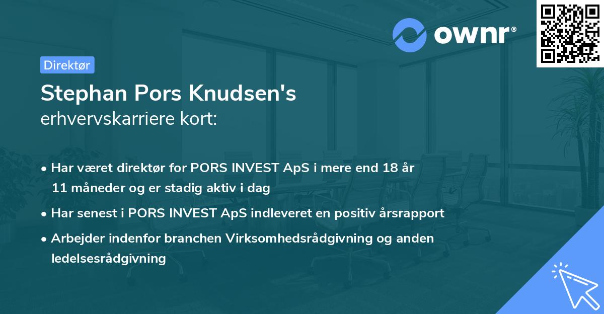 Stephan Pors Knudsen's erhvervskarriere kort
