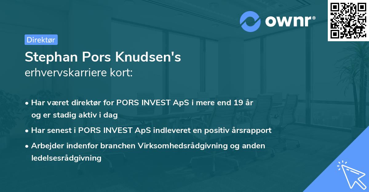 Stephan Pors Knudsen's erhvervskarriere kort