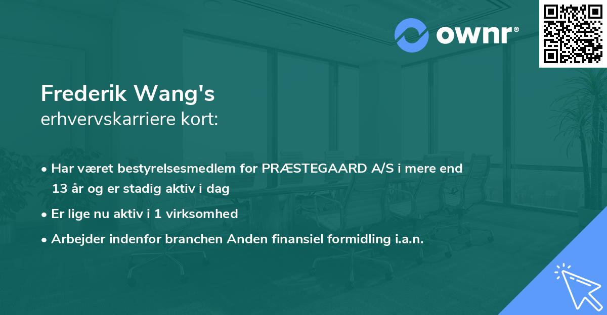 Frederik Wang's erhvervskarriere kort