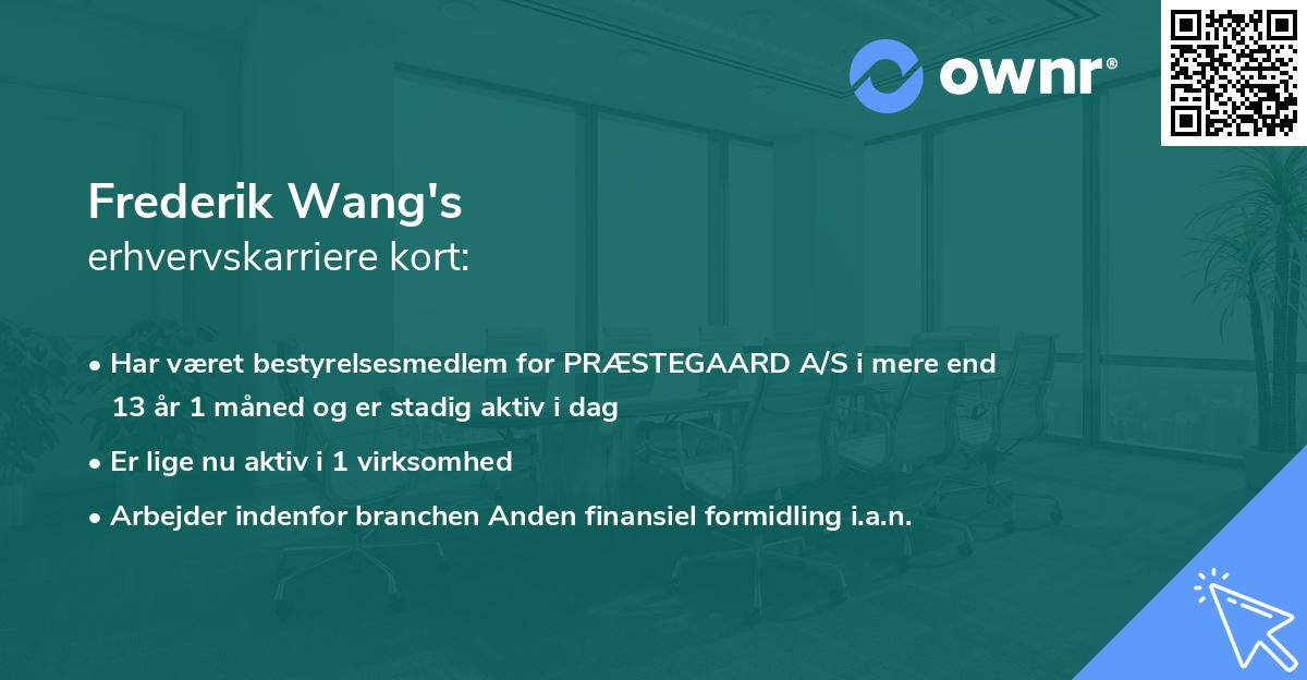 Frederik Wang's erhvervskarriere kort