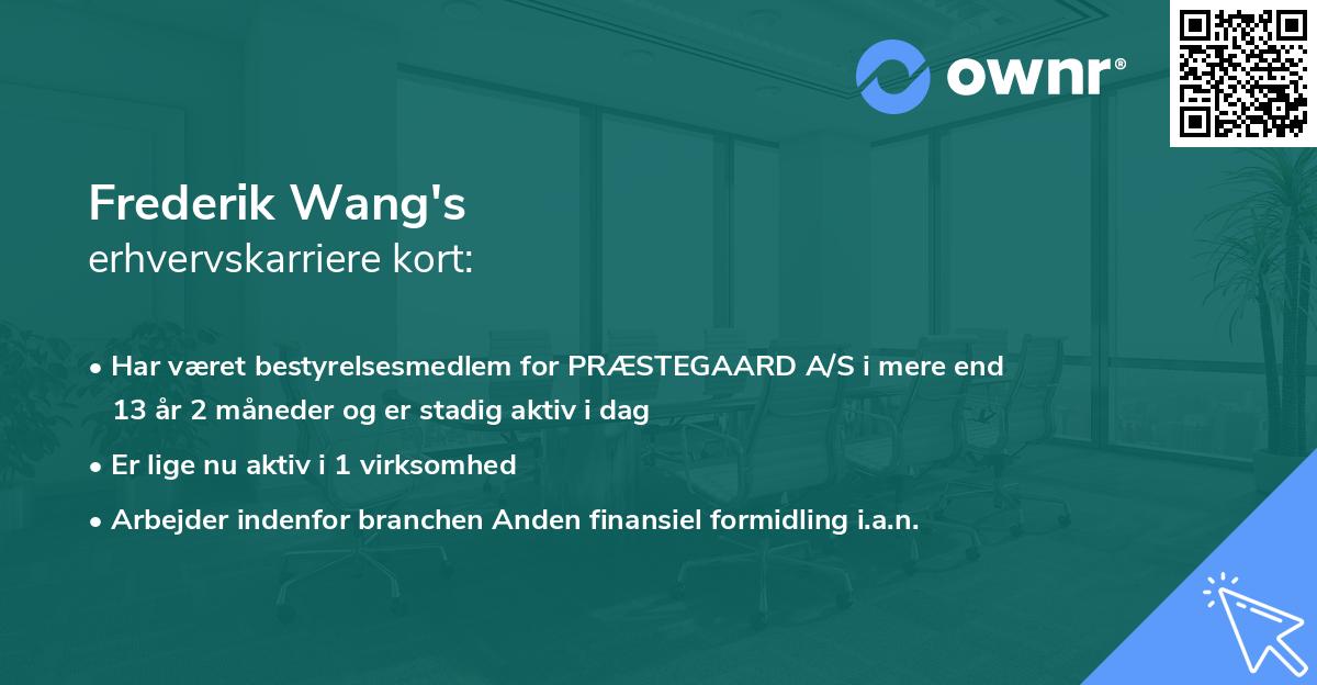 Frederik Wang's erhvervskarriere kort