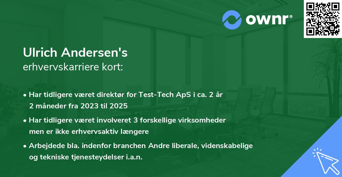 Ulrich Andersen's erhvervskarriere kort