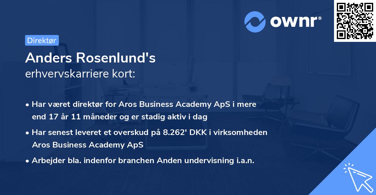 Anders Rosenlund's erhvervskarriere kort