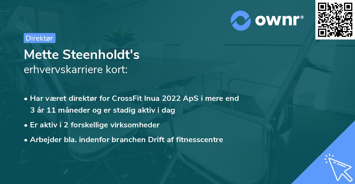 Mette Steenholdt's erhvervskarriere kort