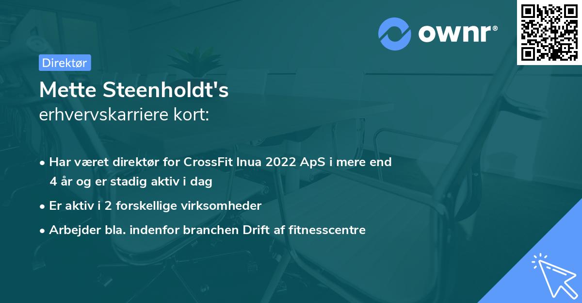 Mette Steenholdt's erhvervskarriere kort