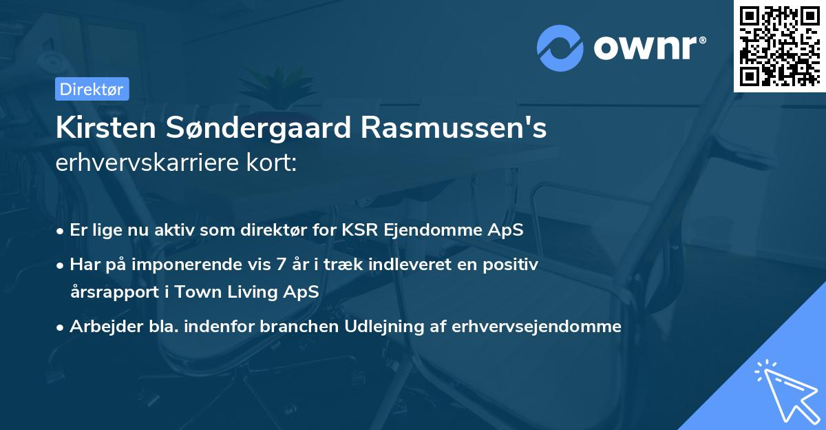 Kirsten Søndergaard Rasmussen's erhvervskarriere kort