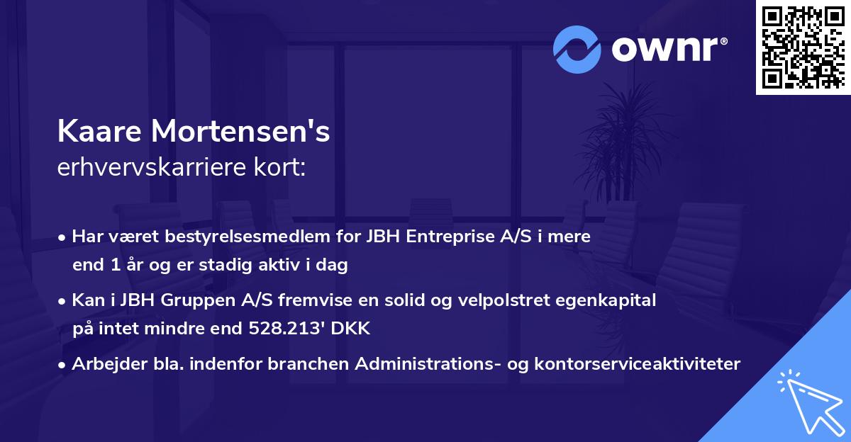 Kaare Mortensen's erhvervskarriere kort