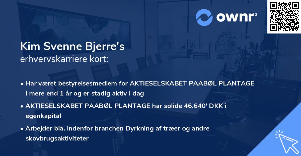 Kim Svenne Bjerre's erhvervskarriere kort