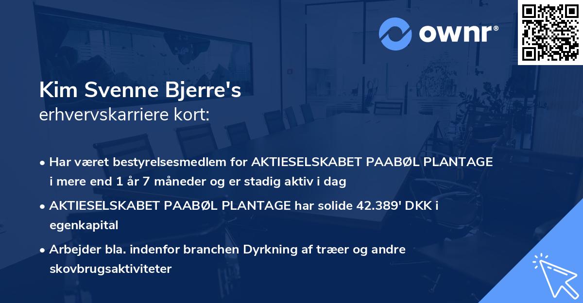 Kim Svenne Bjerre's erhvervskarriere kort