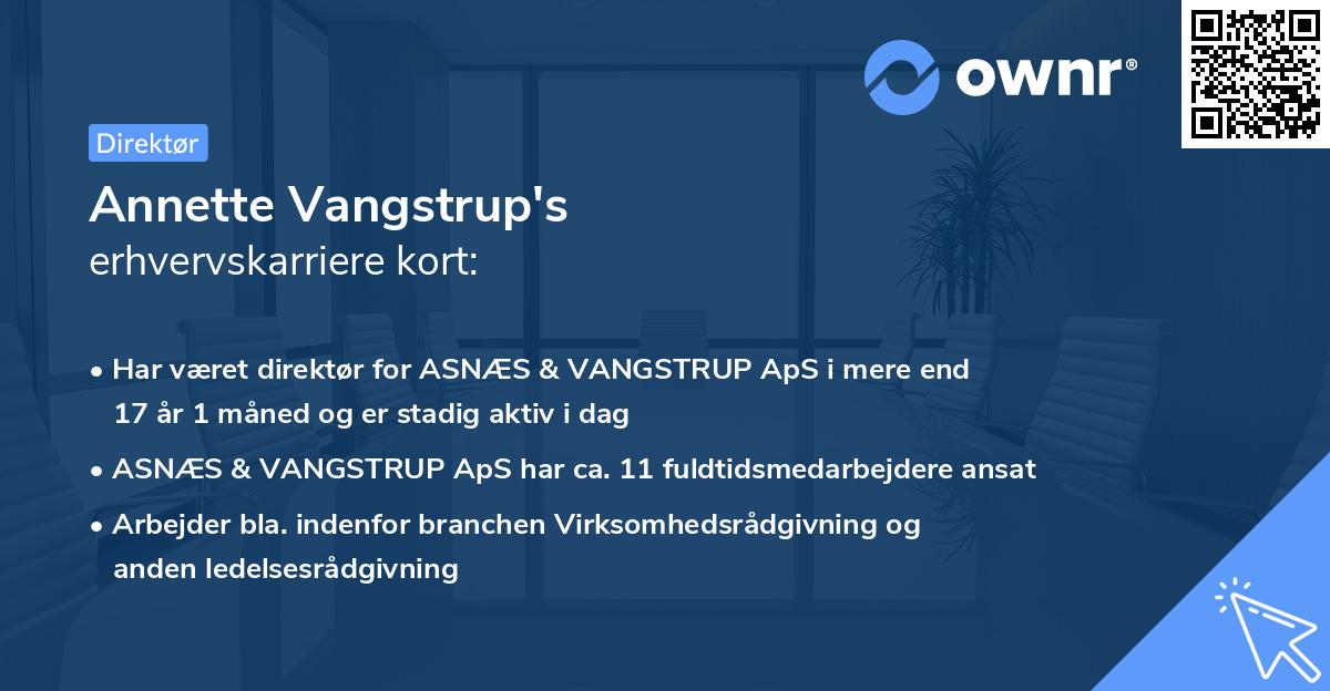 Annette Vangstrup's erhvervskarriere kort