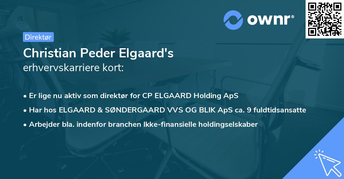 Christian Peder Elgaard's erhvervskarriere kort