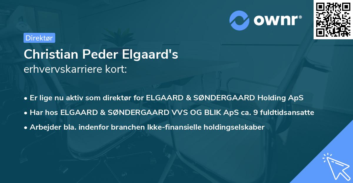 Christian Peder Elgaard's erhvervskarriere kort