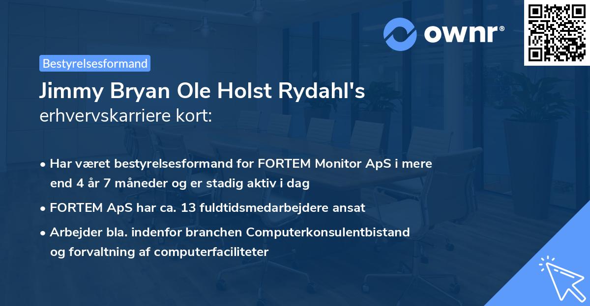 Jimmy Bryan Ole Holst Rydahl's erhvervskarriere kort