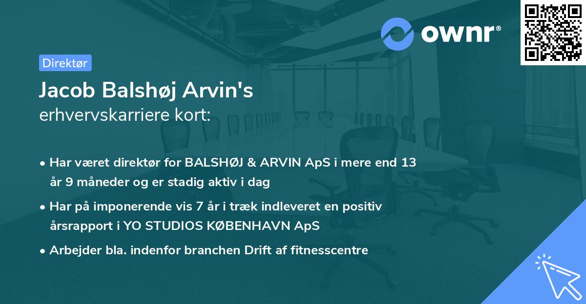 Jacob Balshøj Arvin's erhvervskarriere kort