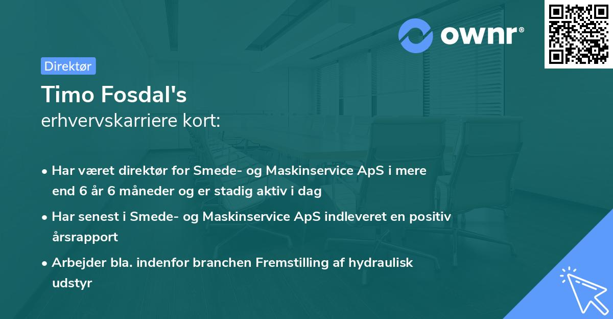 Timo Fosdal's erhvervskarriere kort