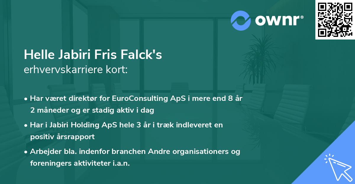 Helle Jabiri Fris Falck's erhvervskarriere kort