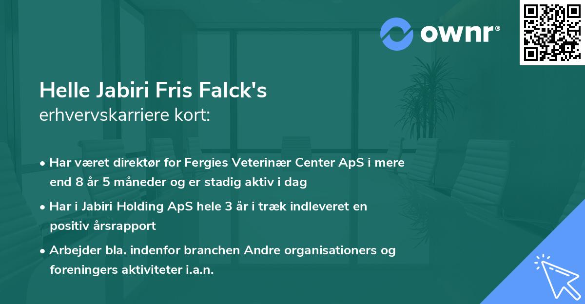 Helle Jabiri Fris Falck's erhvervskarriere kort