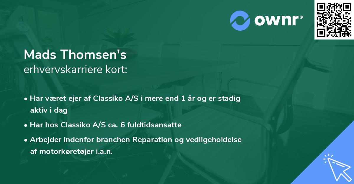 Mads Thomsen's erhvervskarriere kort