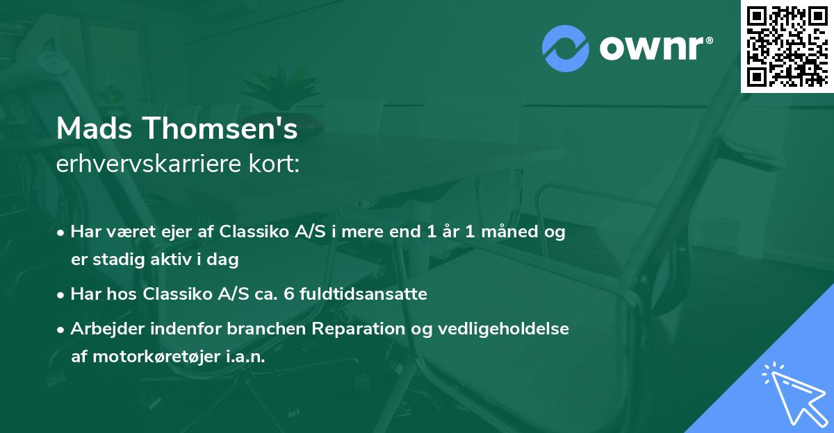 Mads Thomsen's erhvervskarriere kort