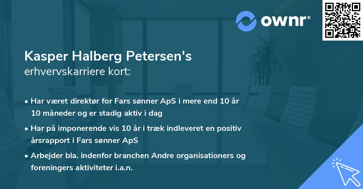 Kasper Halberg Petersen's erhvervskarriere kort