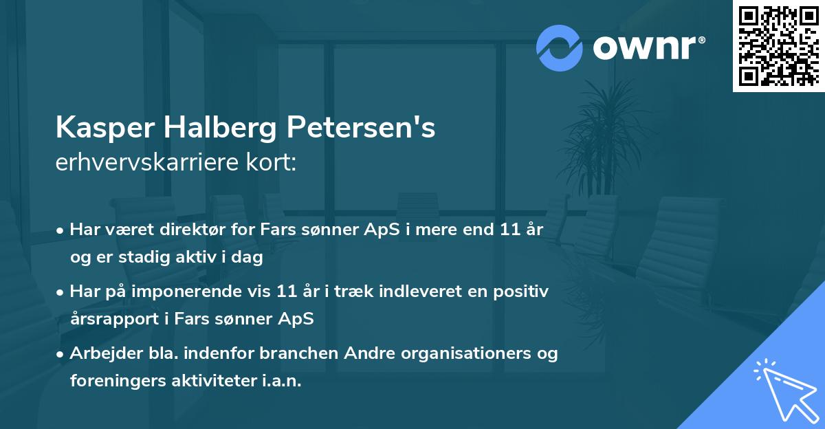 Kasper Halberg Petersen's erhvervskarriere kort
