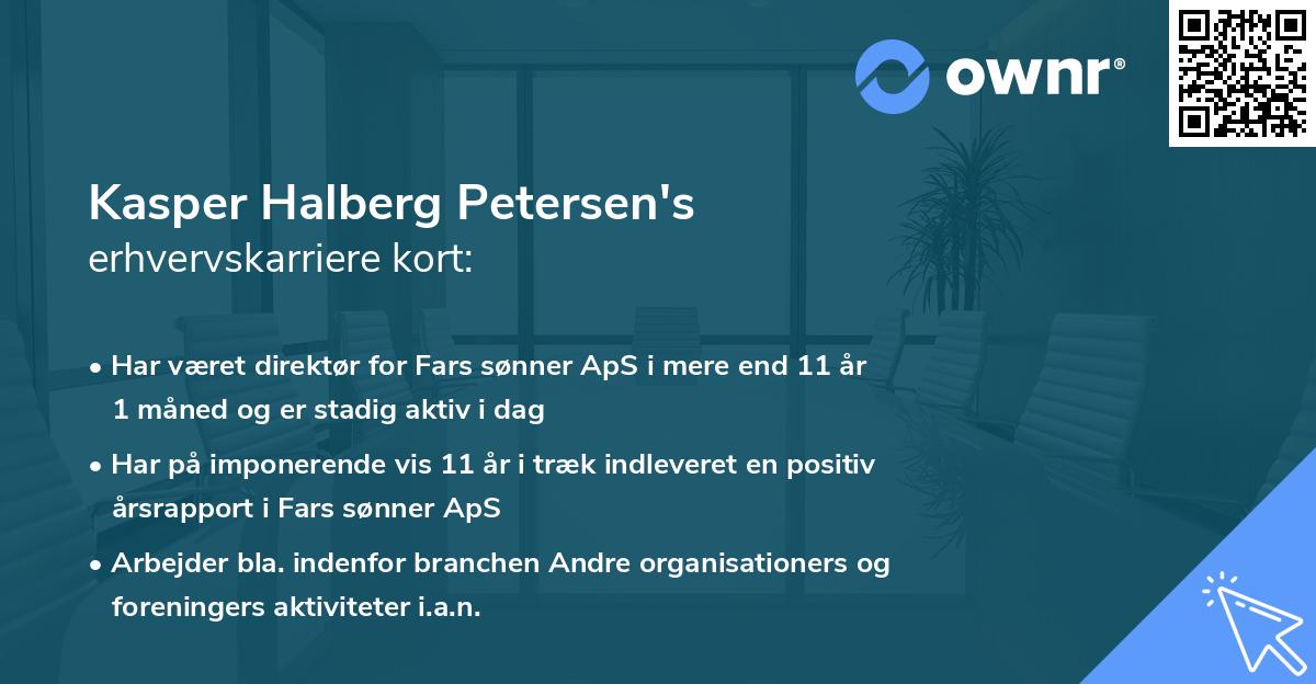 Kasper Halberg Petersen's erhvervskarriere kort