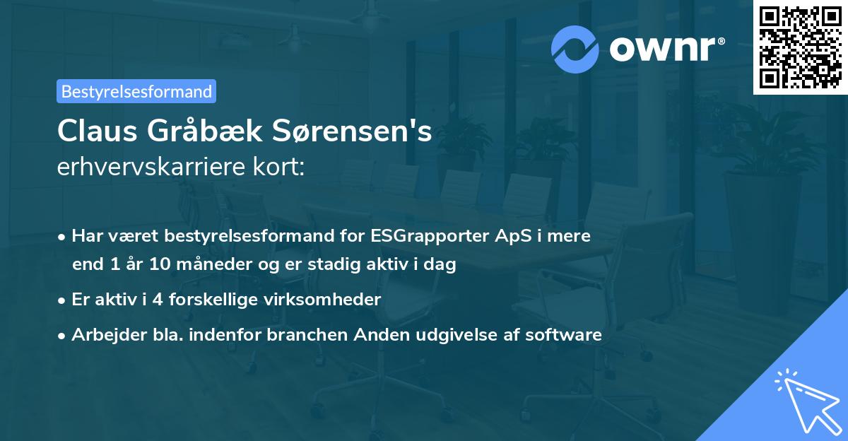 Claus Gråbæk Sørensen's erhvervskarriere kort