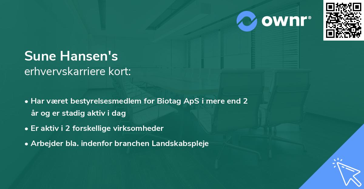 Sune Hansen's erhvervskarriere kort