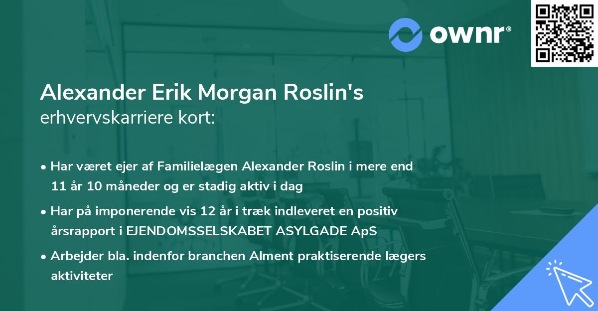Alexander Erik Morgan Roslin's erhvervskarriere kort