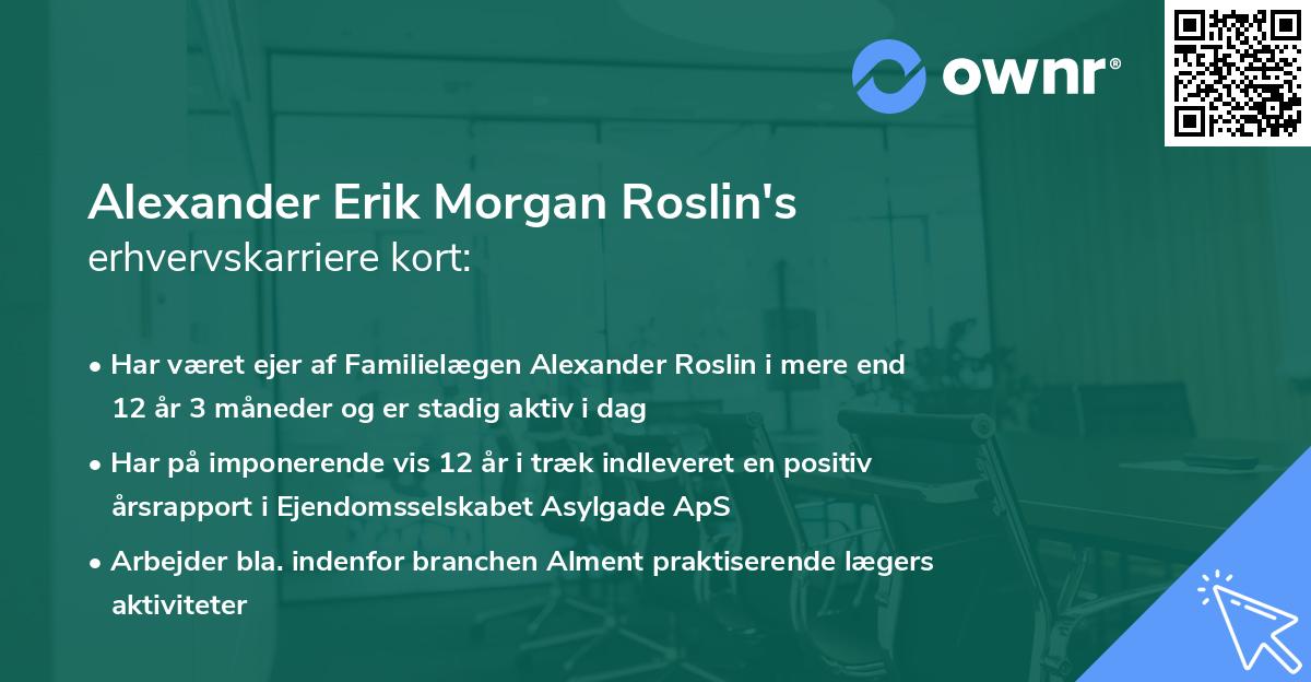 Alexander Erik Morgan Roslin's erhvervskarriere kort