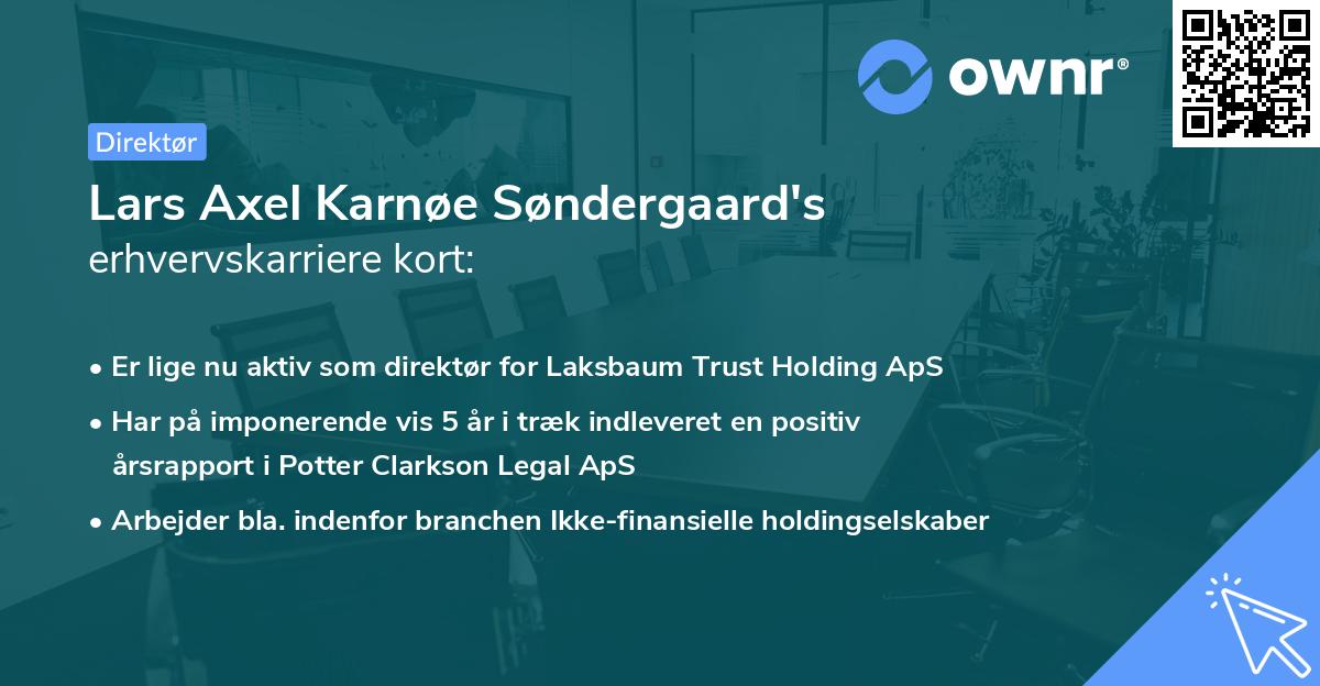 Lars Axel Karnøe Søndergaard's erhvervskarriere kort