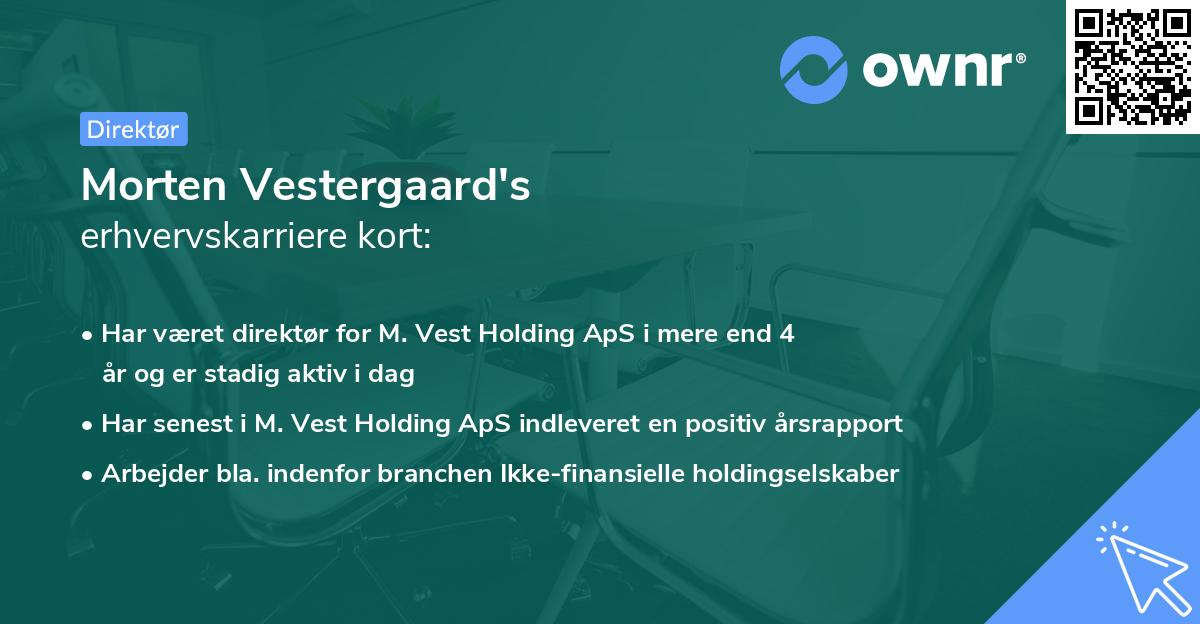 Morten Vestergaard's erhvervskarriere kort