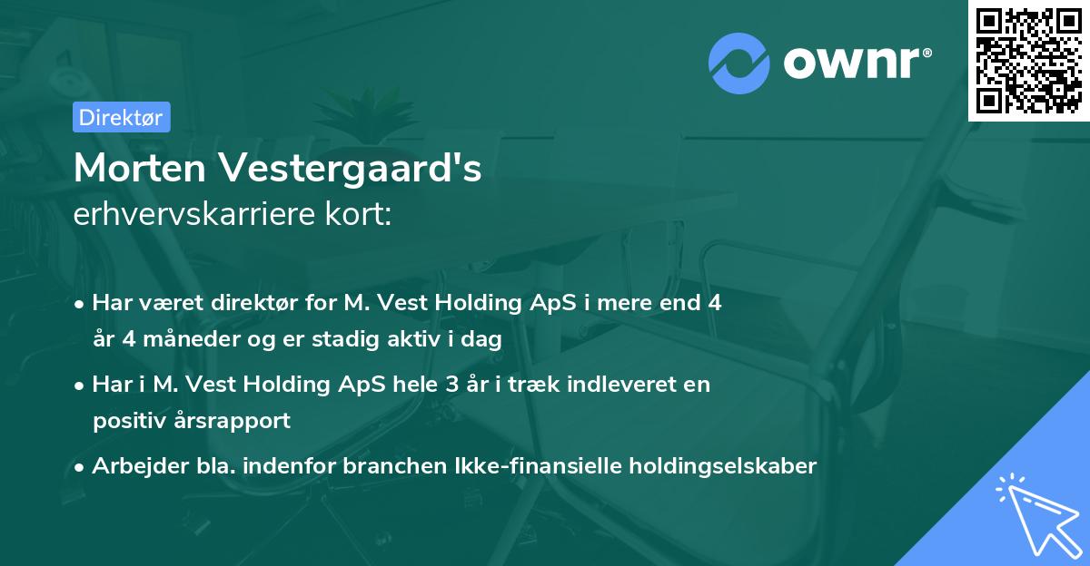 Morten Vestergaard's erhvervskarriere kort