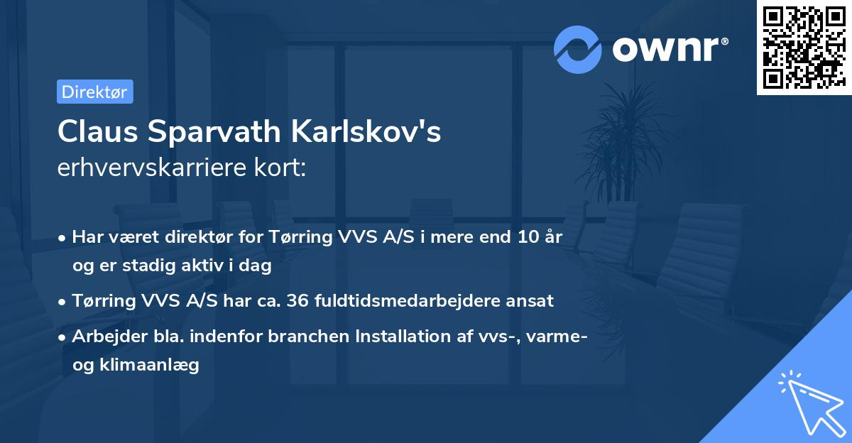 Claus Sparvath Karlskov's erhvervskarriere kort
