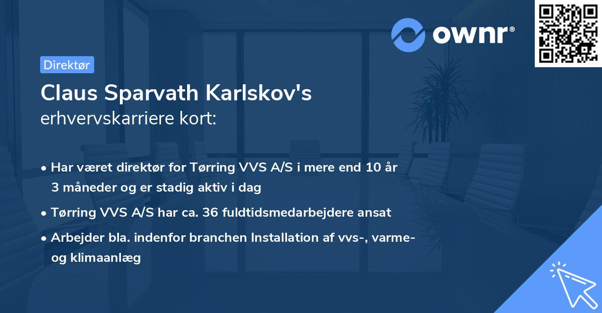 Claus Sparvath Karlskov's erhvervskarriere kort