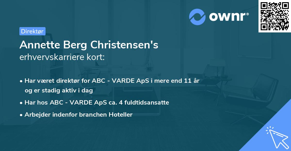 Annette Berg Christensen's erhvervskarriere kort