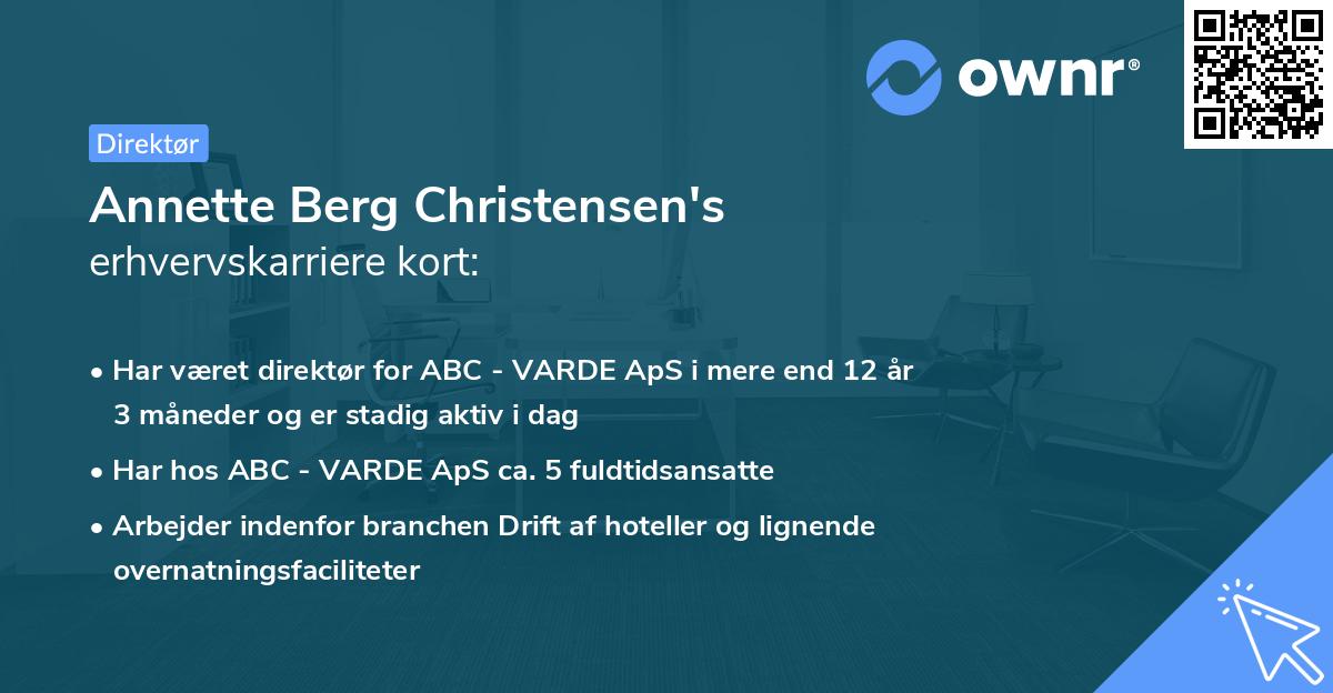 Annette Berg Christensen's erhvervskarriere kort