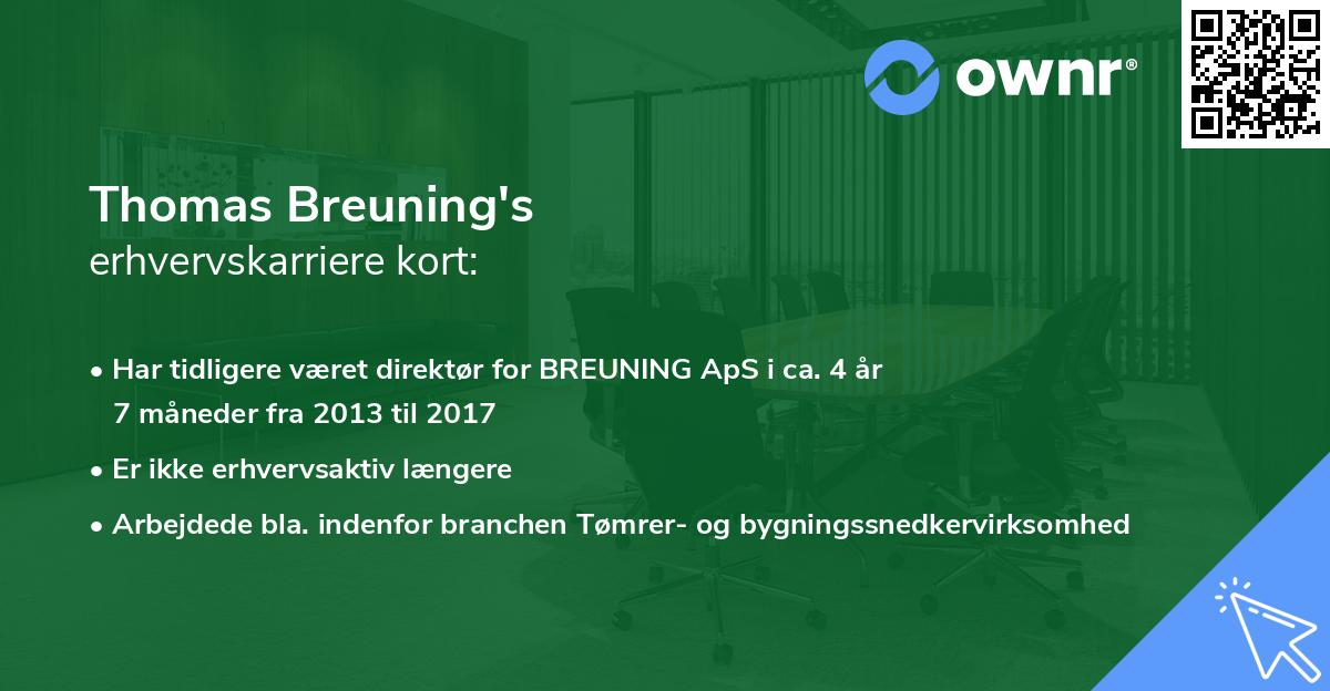 Thomas Breuning's erhvervskarriere kort