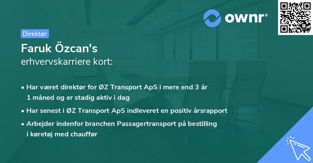 Faruk Özcan's erhvervskarriere kort