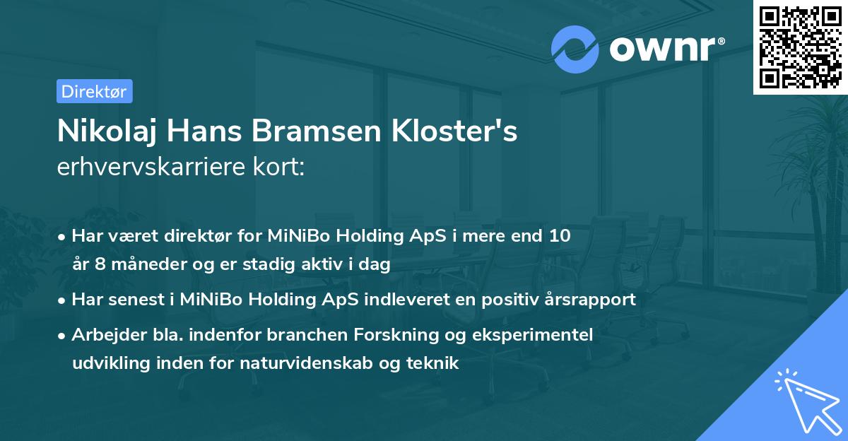 Nikolaj Hans Bramsen Kloster's erhvervskarriere kort