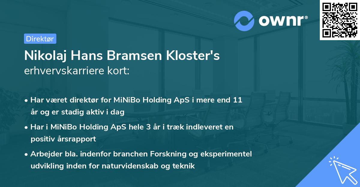 Nikolaj Hans Bramsen Kloster's erhvervskarriere kort