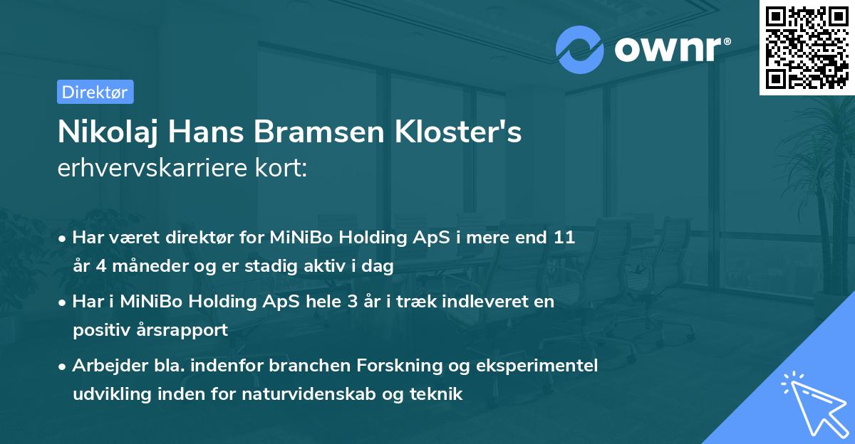 Nikolaj Hans Bramsen Kloster's erhvervskarriere kort
