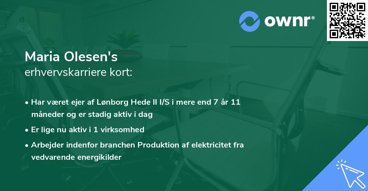 Maria Olesen's erhvervskarriere kort