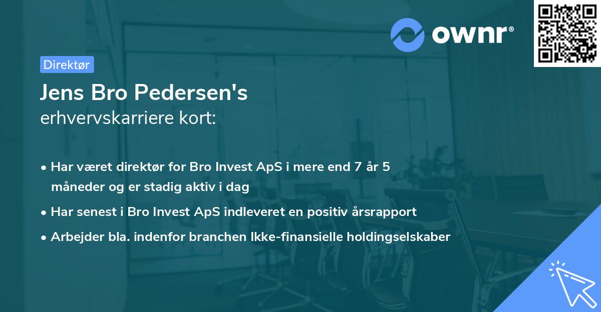 Jens Bro Pedersen's erhvervskarriere kort