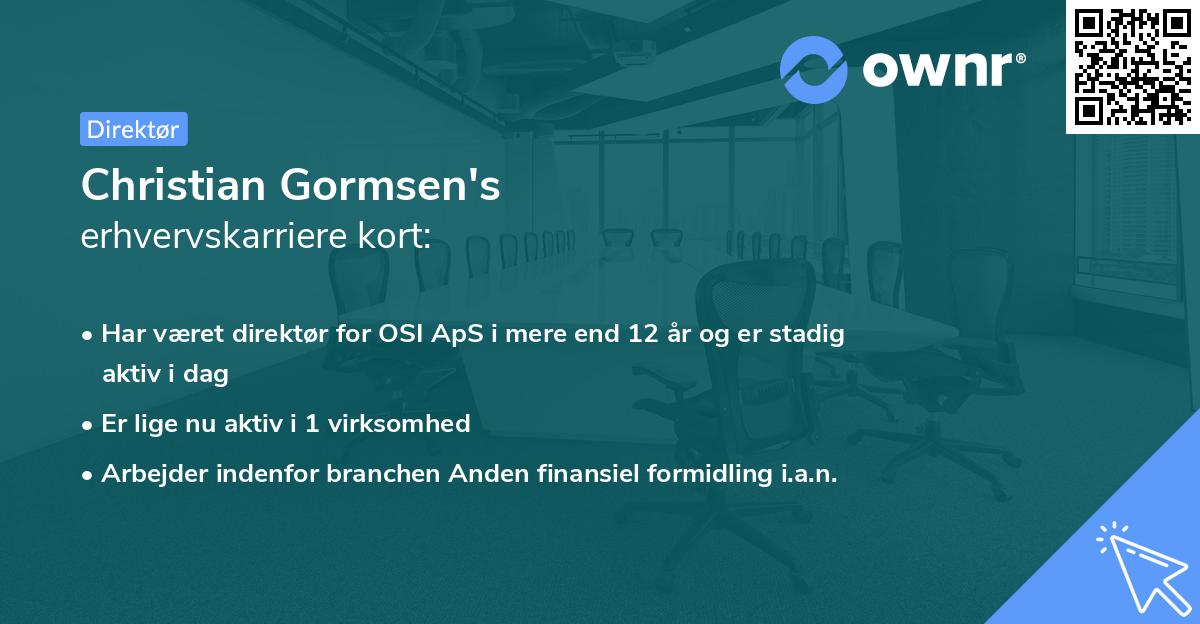 Christian Gormsen's erhvervskarriere kort