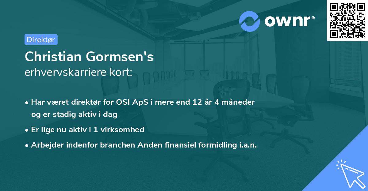 Christian Gormsen's erhvervskarriere kort
