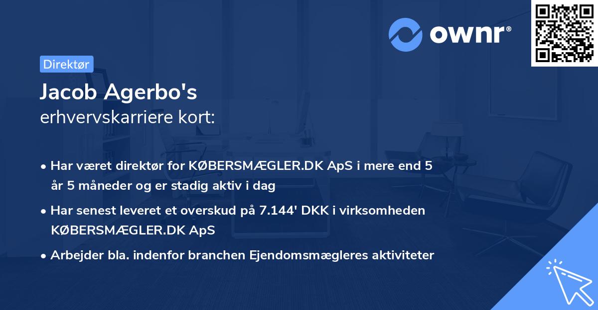 Jacob Agerbo's erhvervskarriere kort