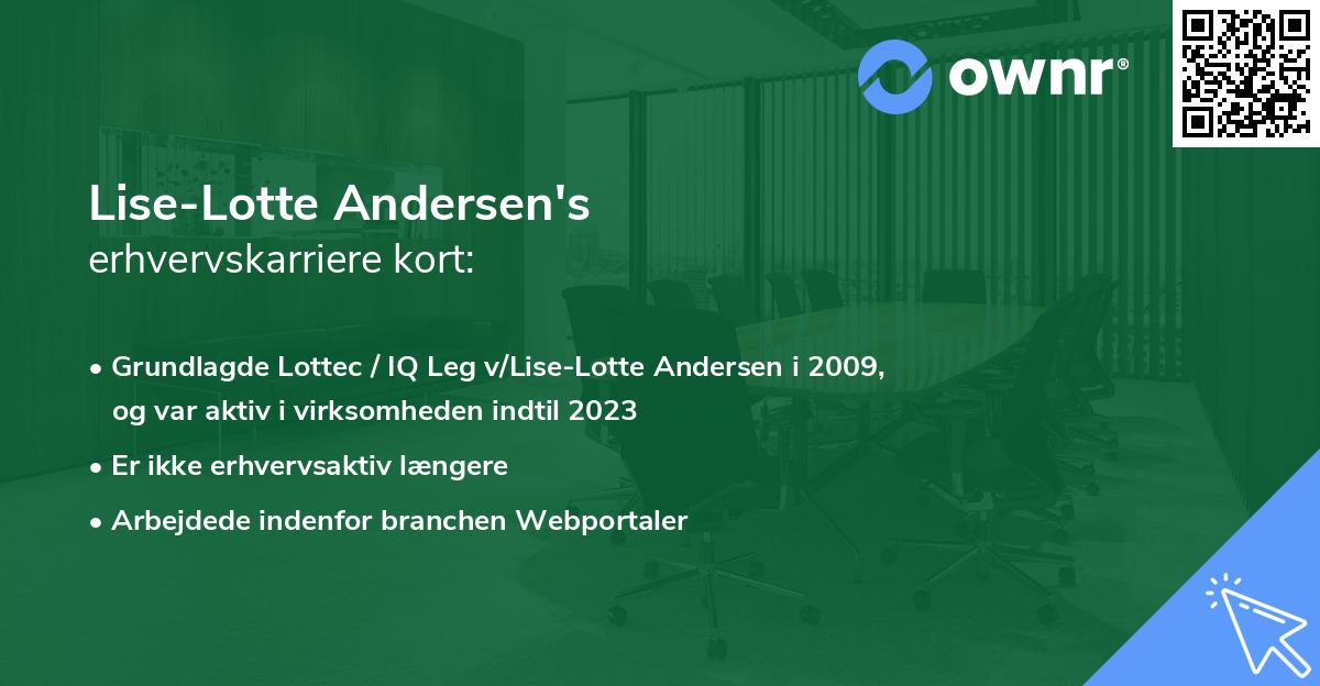 Lise-Lotte Andersen's erhvervskarriere kort