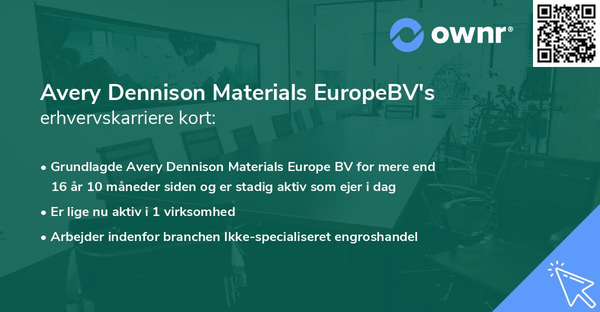 Avery Dennison Materials EuropeBV's erhvervskarriere kort