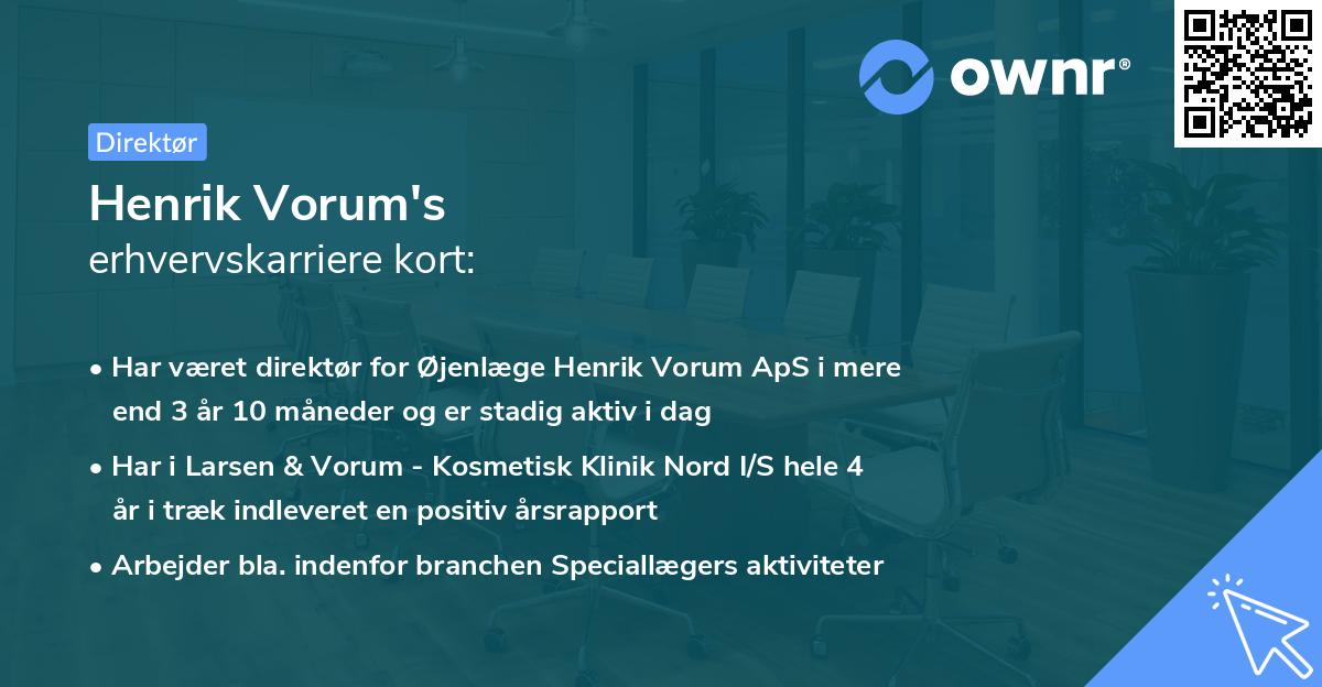Henrik Vorum's erhvervskarriere kort